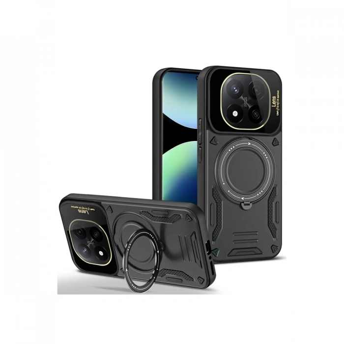 Xiaomi 14T Pro Kılıf Joy Lens Standlı Kapak - Siyah