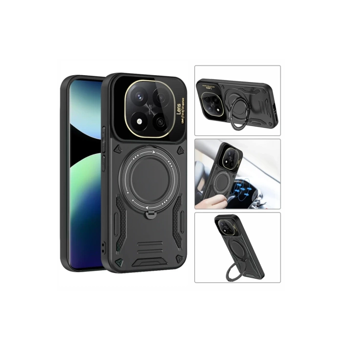 Newface Xiaomi 14T Pro Kılıf Joy Lens Standlı Kapak - Siyah