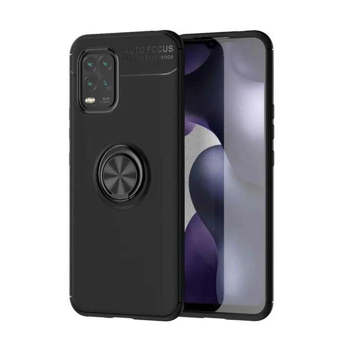 Newface Xiaomi Mi 10 Lite Kılıf Range Yüzüklü Silikon - Siyah