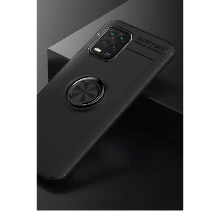 Newface Xiaomi Mi 10 Lite Kılıf Range Yüzüklü Silikon - Siyah
