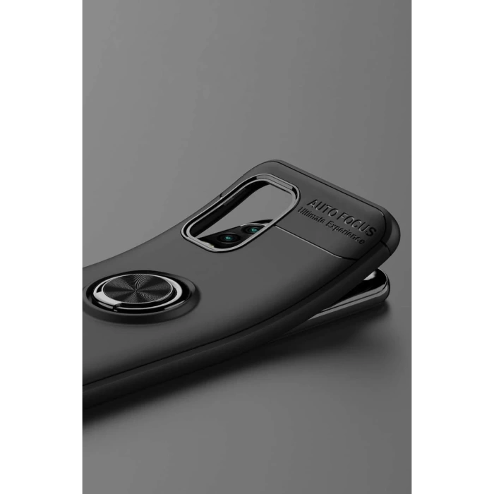 Newface Xiaomi Mi 10 Lite Kılıf Range Yüzüklü Silikon - Siyah