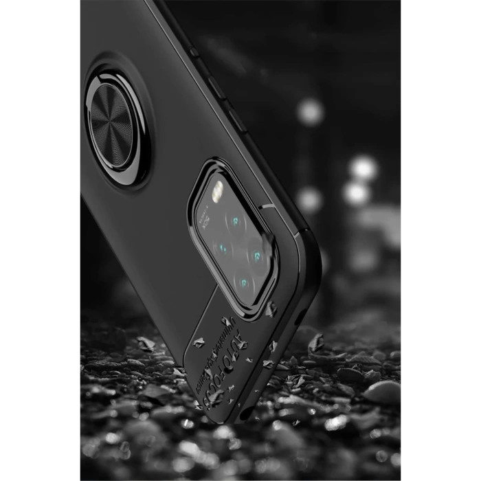 Newface Xiaomi Mi 10 Lite Kılıf Range Yüzüklü Silikon - Siyah
