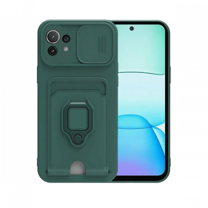 Newface Xiaomi Mİ 11 Lite Kılıf Zuma Kartvizitli Yüzüklü Silikon