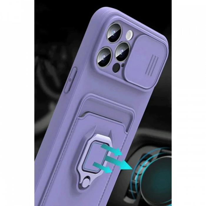 Newface Xiaomi Mİ 11 Lite Kılıf Zuma Kartvizitli Yüzüklü Silikon - Kırmızı