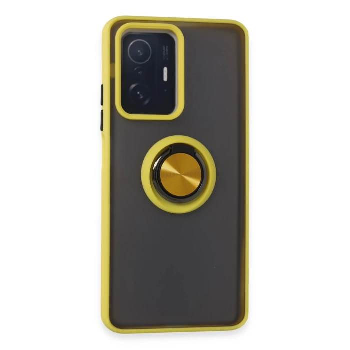 Newface Xiaomi Mi 11T Pro Kılıf Montreal Yüzüklü Silikon Kapak - Sarı