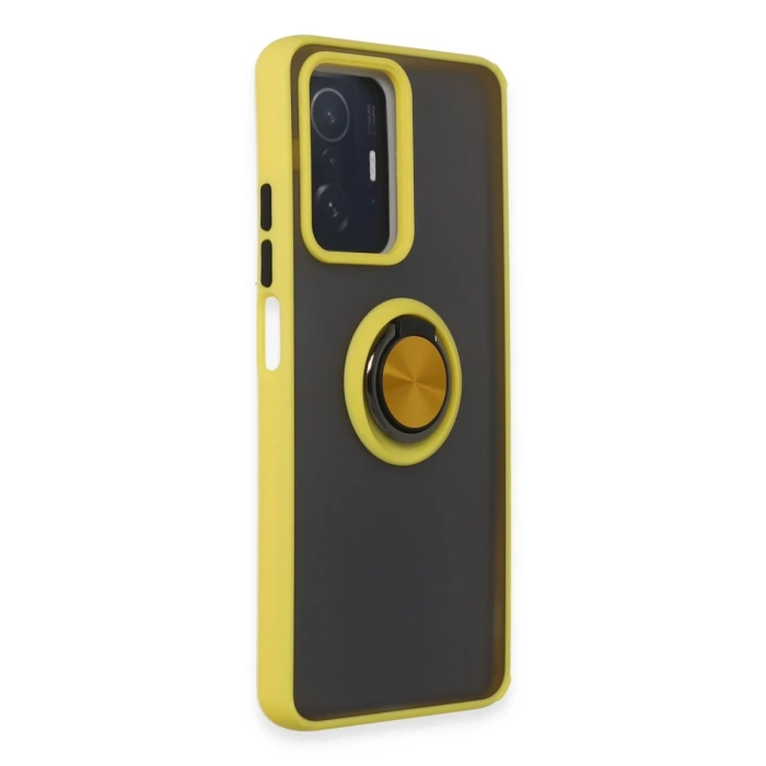 Newface Xiaomi Mi 11T Pro Kılıf Montreal Yüzüklü Silikon Kapak - Sarı