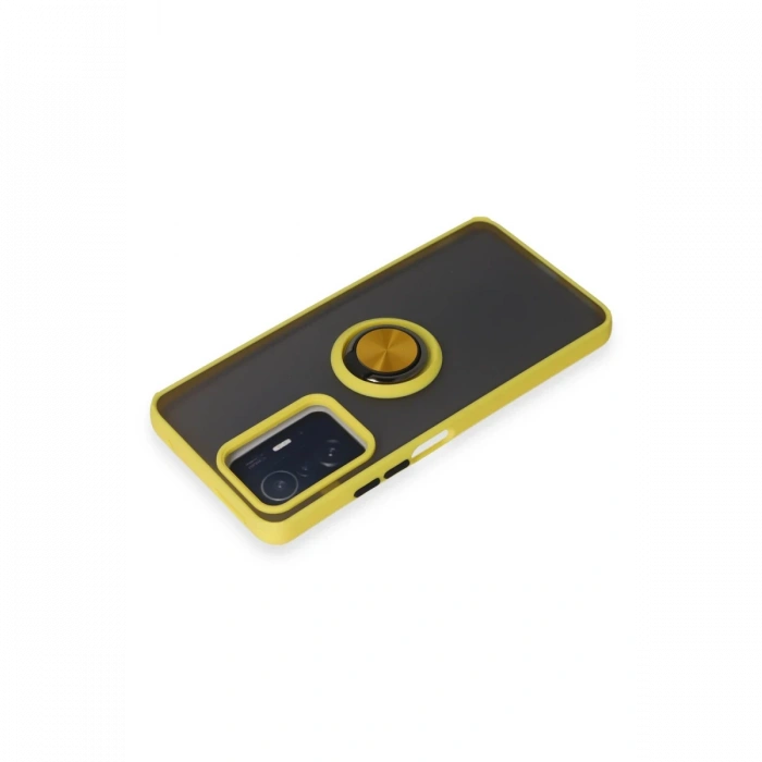 Newface Xiaomi Mi 11T Pro Kılıf Montreal Yüzüklü Silikon Kapak - Sarı