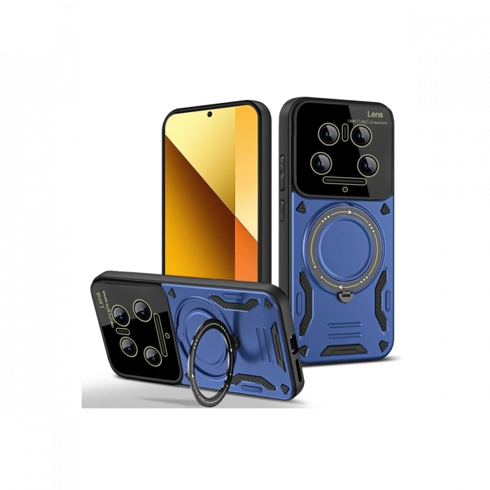 Newface Xiaomi Mi 14 Ultra Kılıf Joy Lens Standlı Kapak - Lacivert