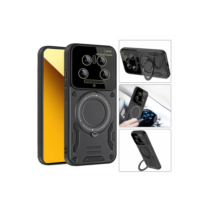 Newface Xiaomi Mi 14 Ultra Kılıf Joy Lens Standlı Kapak - Mor