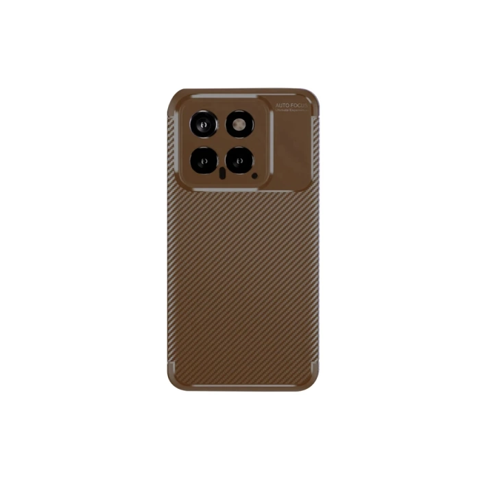 Newface Xiaomi Mi 14T Kılıf Auto Focus Karbon Kapak - Kahverengi