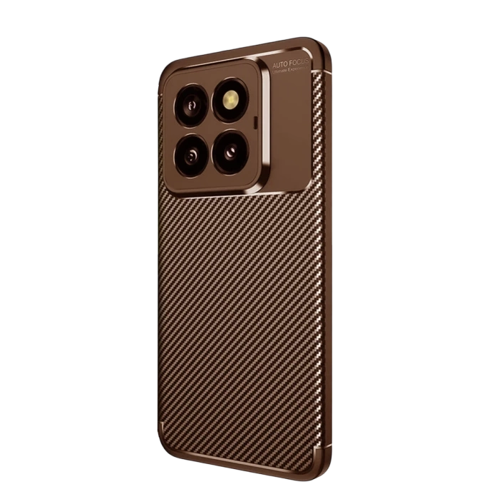 Newface Xiaomi Mi 14T Pro Kılıf Auto Focus Karbon Kapak - Kahverengi