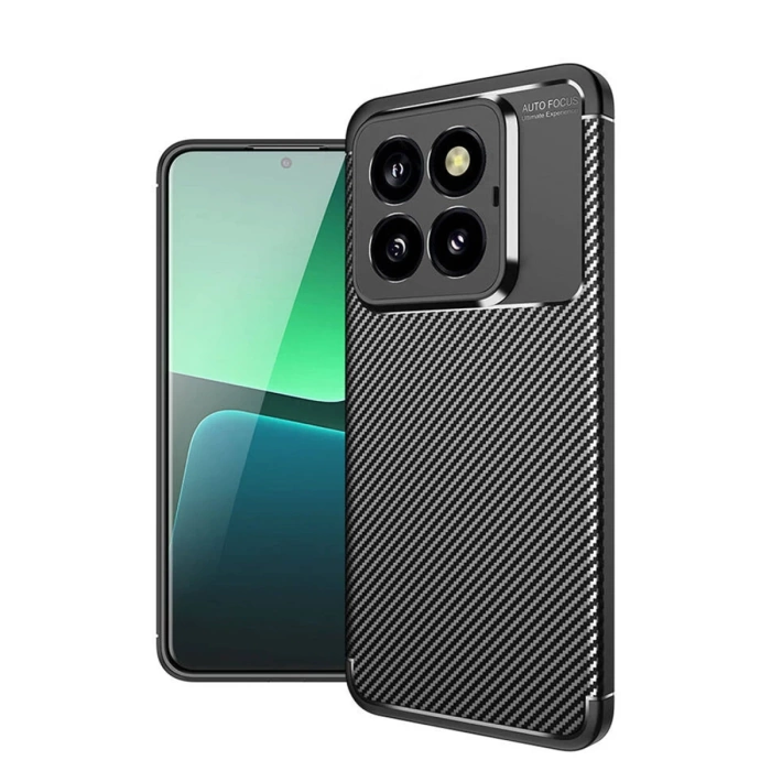 Newface Xiaomi Mi 14T Pro Kılıf Auto Focus Karbon Kapak - Siyah