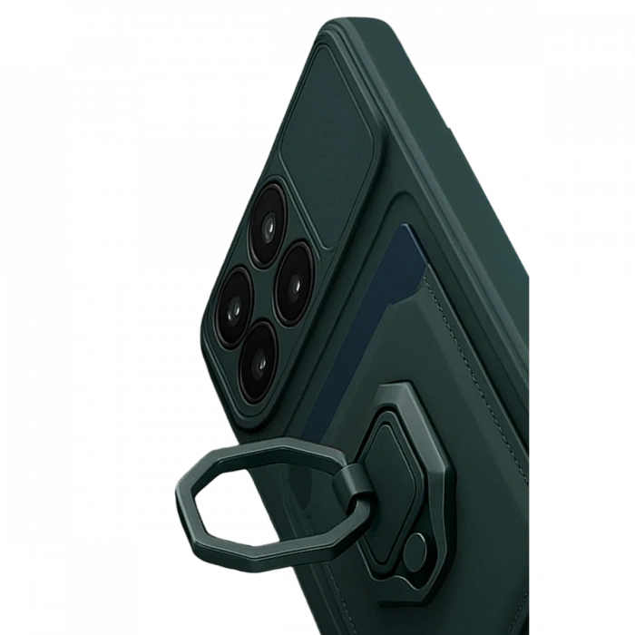 Xiaomi Mi 14T Pro Kılıf Zuma Kartvizitli Yüzüklü Silikon - Yeşil