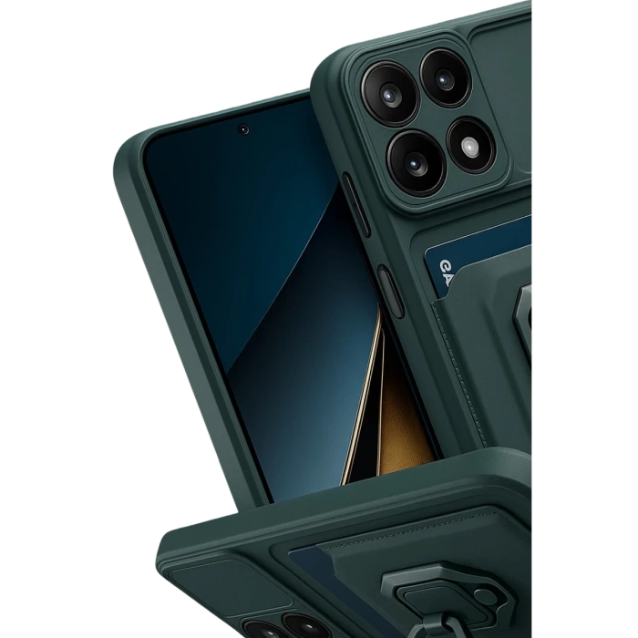 Newface Xiaomi Mi 14T Pro Kılıf Zuma Kartvizitli Yüzüklü Silikon - Yeşil