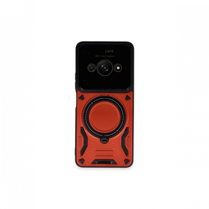 Newface Xiaomi Poco C61 Kılıf Joy Lens Standlı Kapak - Kırmızı