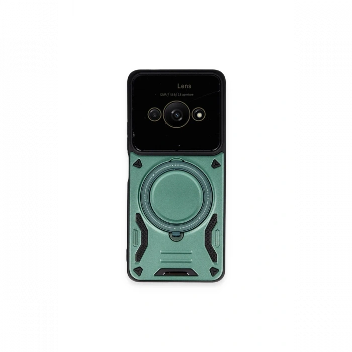 Newface Xiaomi Poco C61 Kılıf Joy Lens Standlı Kapak - Koyu Yeşil