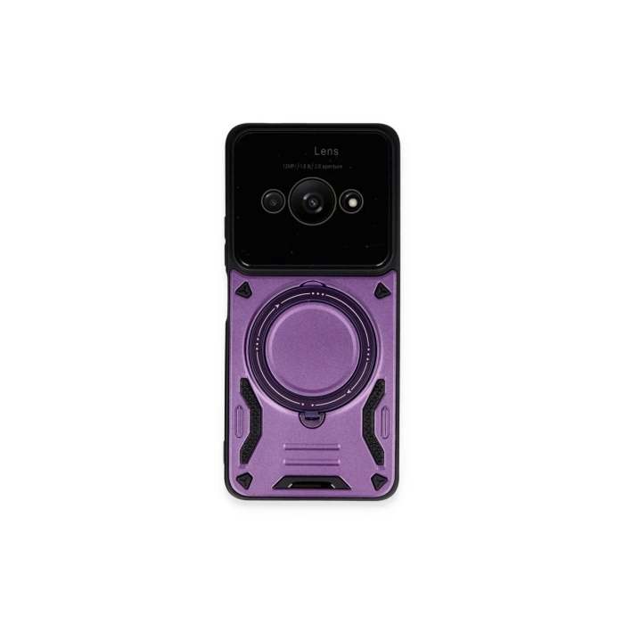Newface Xiaomi Poco C61 Kılıf Joy Lens Standlı Kapak - Mor