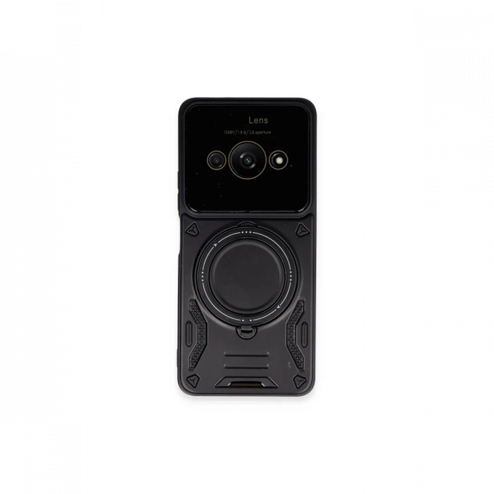 Newface Xiaomi Poco C61 Kılıf Joy Lens Standlı Kapak - Siyah