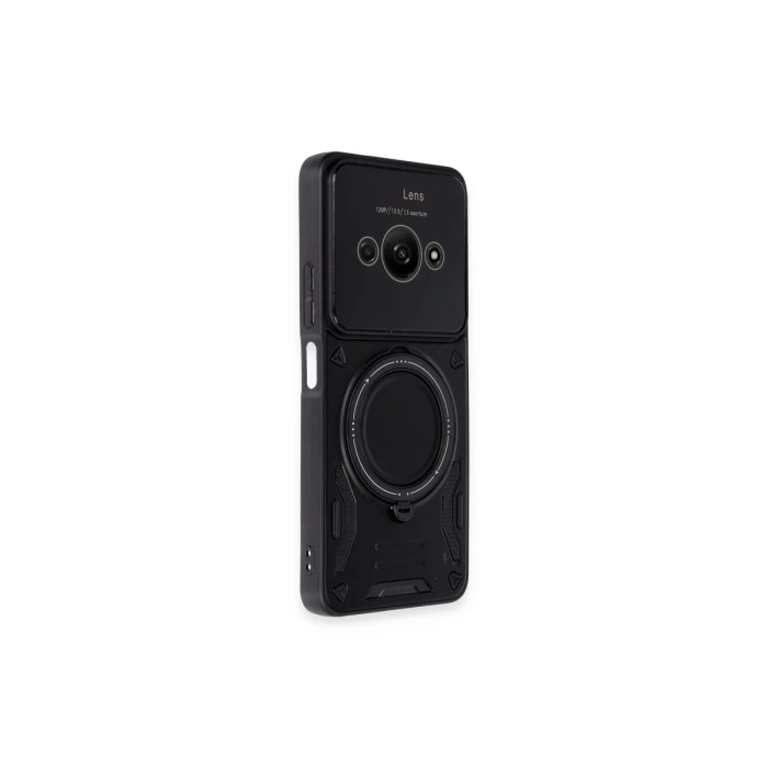 Newface Xiaomi Poco C61 Kılıf Joy Lens Standlı Kapak - Siyah