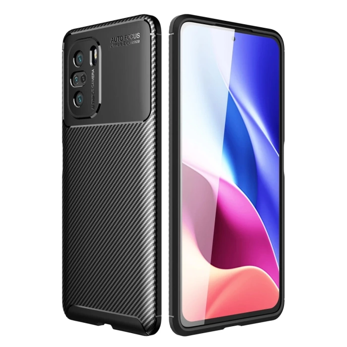 Newface Xiaomi Poco F3 Kılıf Auto Focus Karbon Kapak