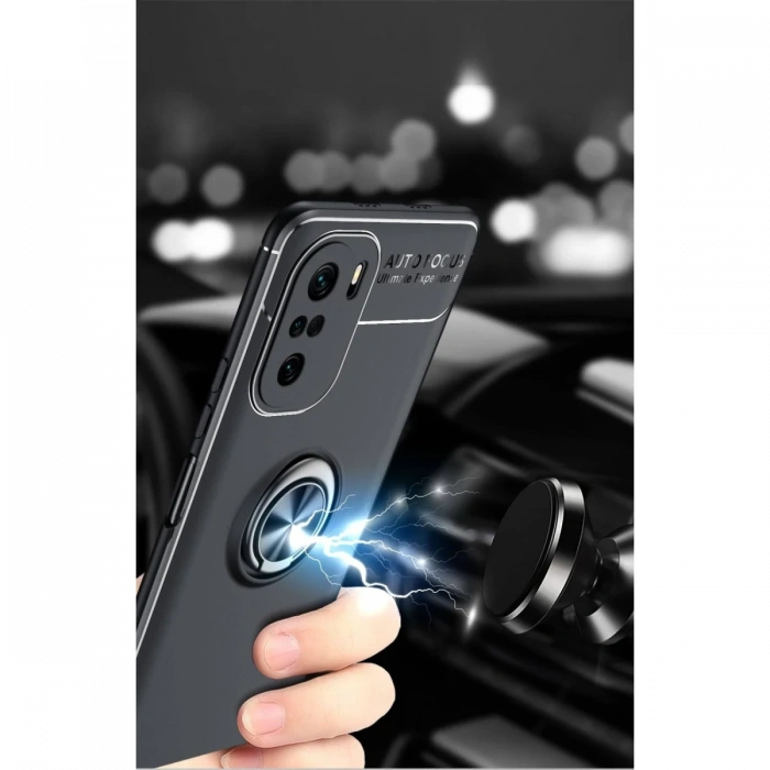 Newface Xiaomi Poco F3 Kılıf Range Yüzüklü Silikon