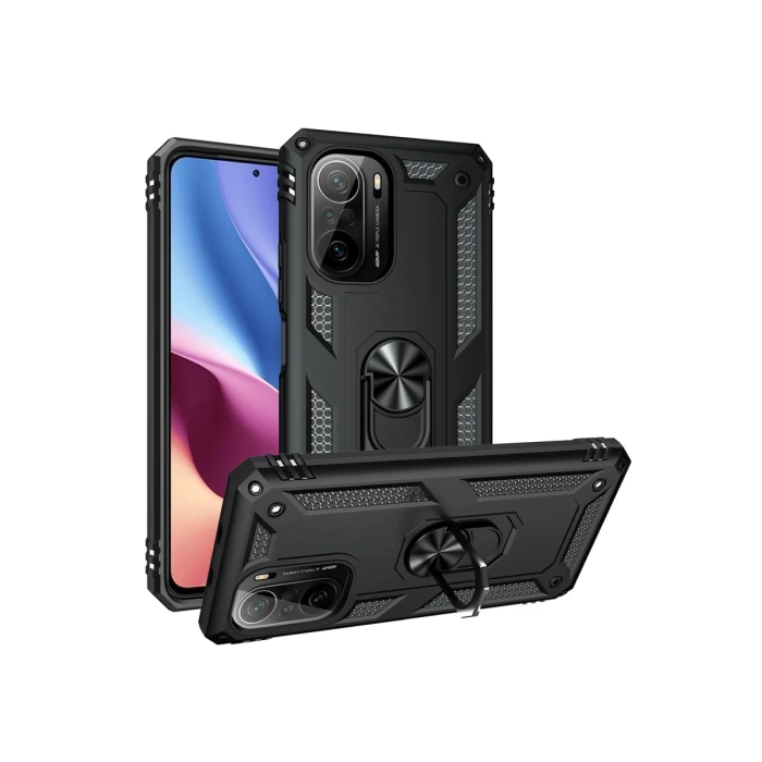 Newface Xiaomi Poco F3 Kılıf Sofya Yüzüklü Silikon Kapak