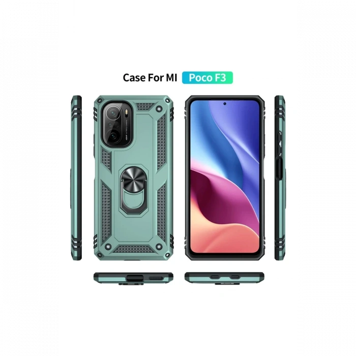 Newface Xiaomi Poco F3 Kılıf Sofya Yüzüklü Silikon Kapak