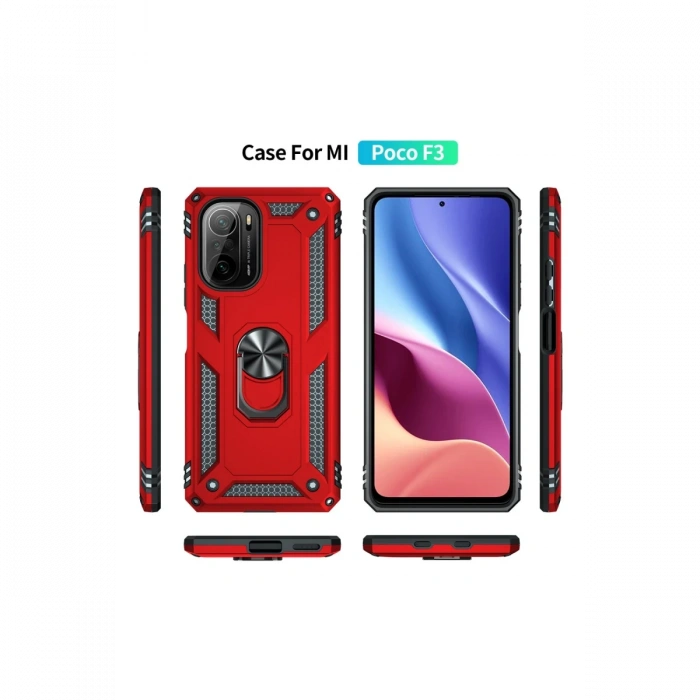 Newface Xiaomi Poco F3 Kılıf Sofya Yüzüklü Silikon Kapak