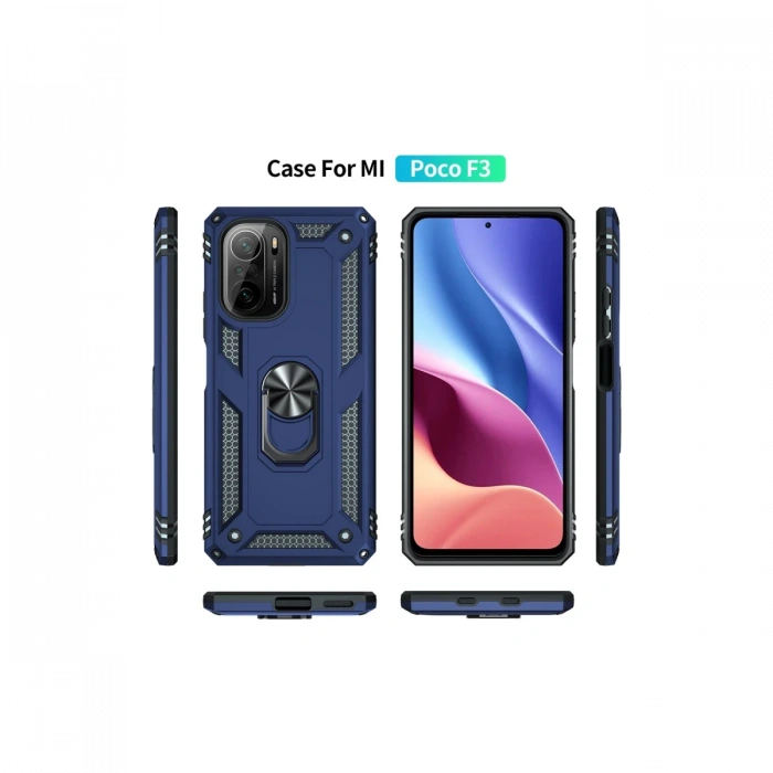 Newface Xiaomi Poco F3 Kılıf Sofya Yüzüklü Silikon Kapak