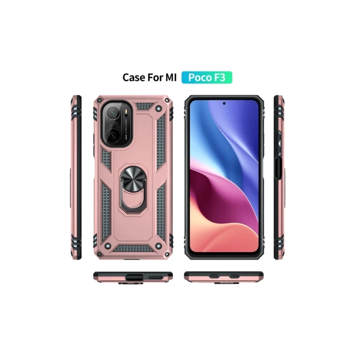 Newface Xiaomi Poco F3 Kılıf Sofya Yüzüklü Silikon Kapak