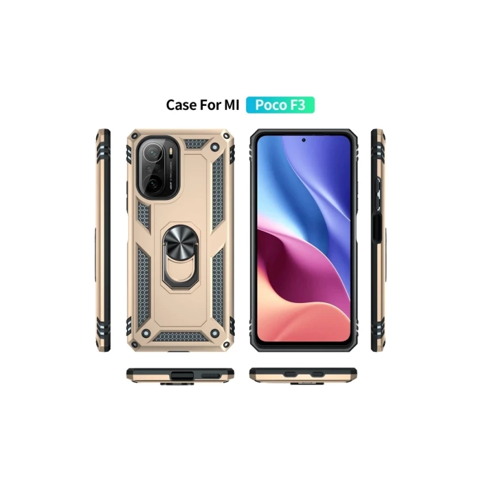 Newface Xiaomi Poco F3 Kılıf Sofya Yüzüklü Silikon Kapak