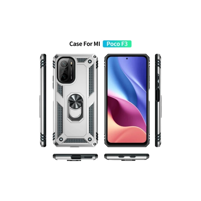 Newface Xiaomi Poco F3 Kılıf Sofya Yüzüklü Silikon Kapak