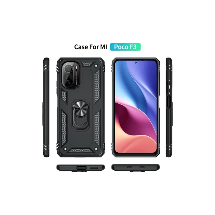 Newface Xiaomi Poco F3 Kılıf Sofya Yüzüklü Silikon Kapak