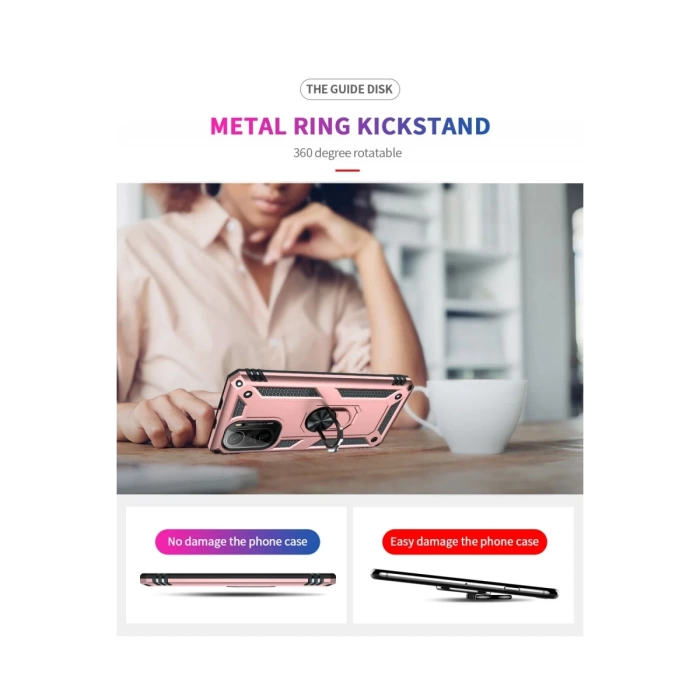 Newface Xiaomi Poco F3 Kılıf Sofya Yüzüklü Silikon Kapak