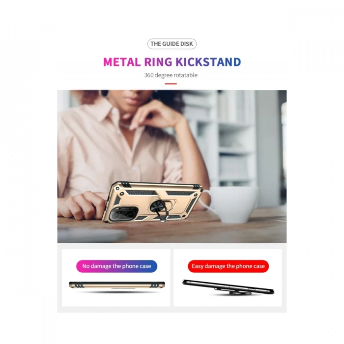 Newface Xiaomi Poco F3 Kılıf Sofya Yüzüklü Silikon Kapak