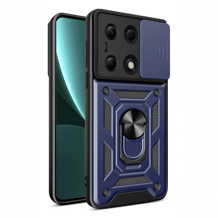 Newface Xiaomi Poco M6 Pro 4G Kılıf Pars Lens Yüzüklü Silikon