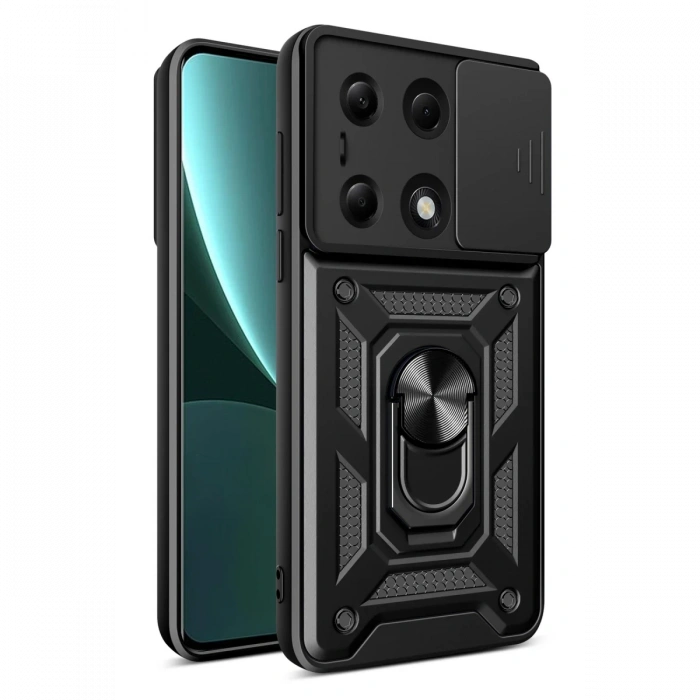 Newface Xiaomi Poco M6 Pro 4G Kılıf Pars Lens Yüzüklü Silikon