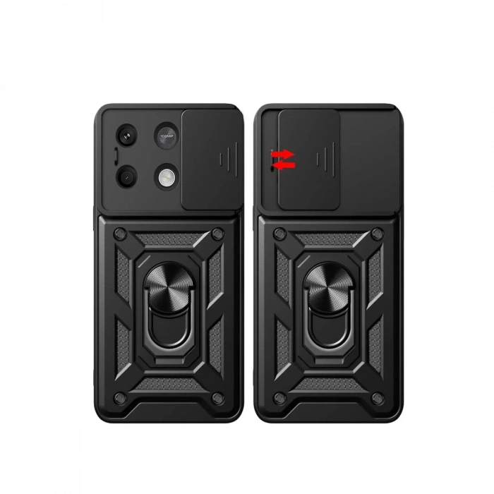 Newface Xiaomi Poco M6 Pro 4G Kılıf Pars Lens Yüzüklü Silikon - Gümüş