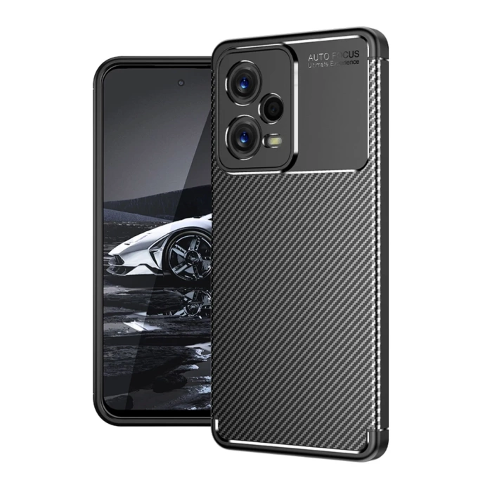Newface Xiaomi Poco X5 5G Kılıf Auto Focus Karbon Kapak - Siyah