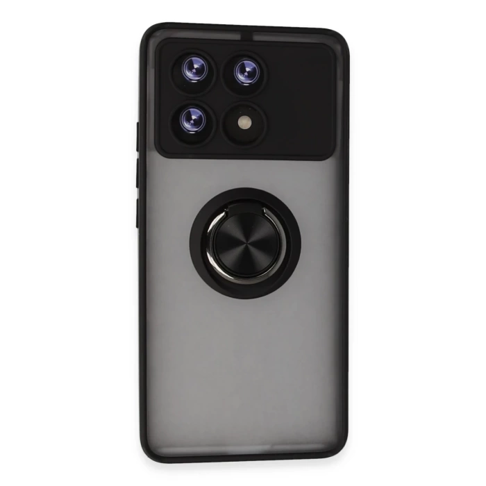 Newface Xiaomi Poco X6 Pro Kılıf Montreal Yüzüklü Silikon Kapak - Siyah