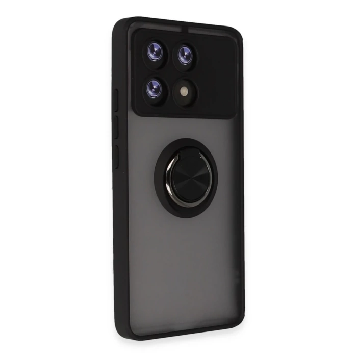 Newface Xiaomi Poco X6 Pro Kılıf Montreal Yüzüklü Silikon Kapak - Siyah