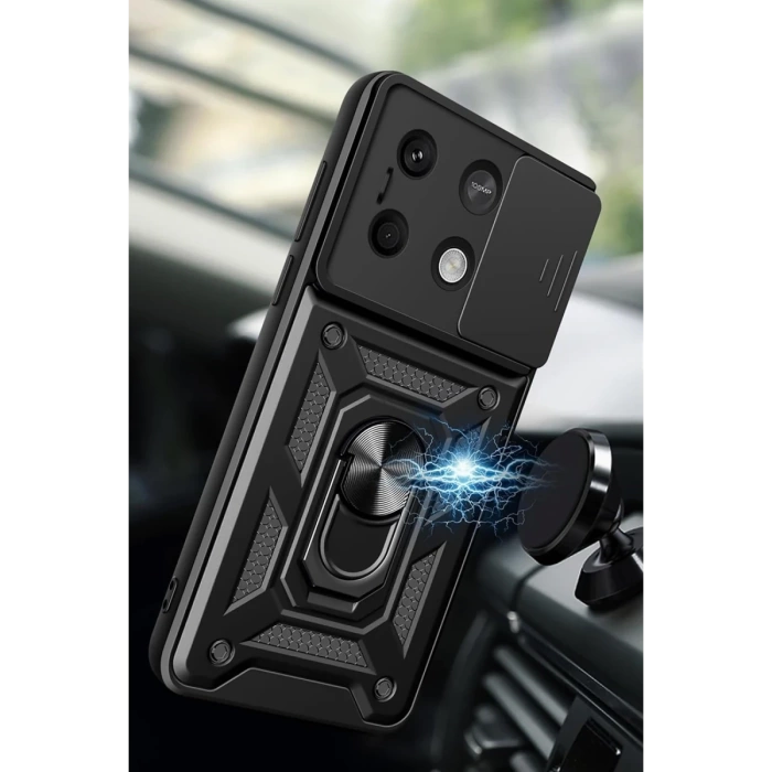 Newface Xiaomi Poco X6 Pro Kılıf Pars Lens Yüzüklü Silikon - Yeşil