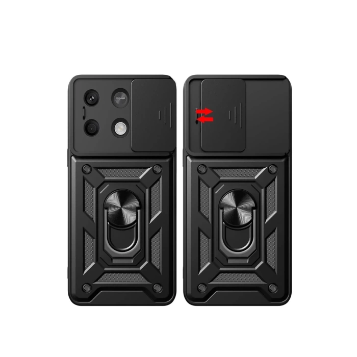 Newface Xiaomi Poco X6 Pro Kılıf Pars Lens Yüzüklü Silikon - Yeşil