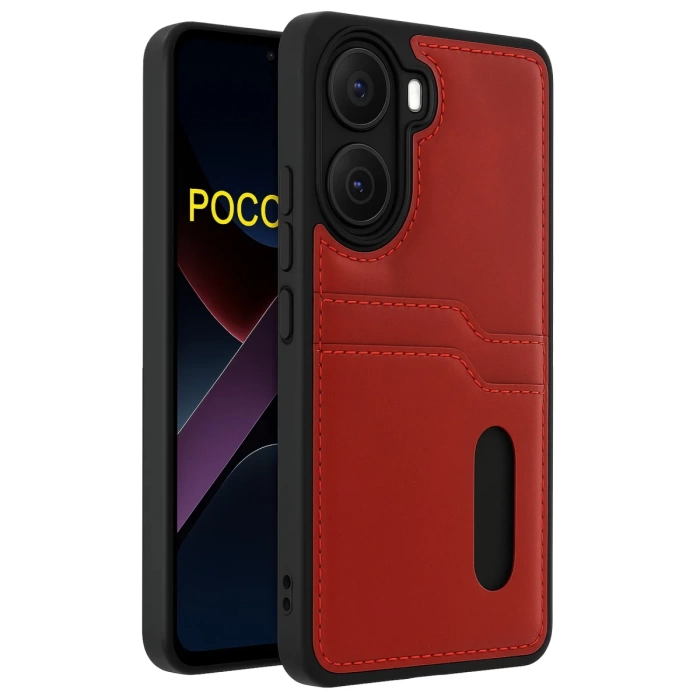 Newface Xiaomi Poco X7 Pro Kılıf Sara Kartvizitli Deri Kılıf