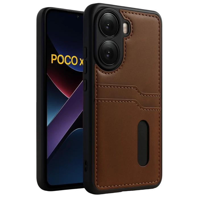 Newface Xiaomi Poco X7 Pro Kılıf Sara Kartvizitli Deri Kılıf