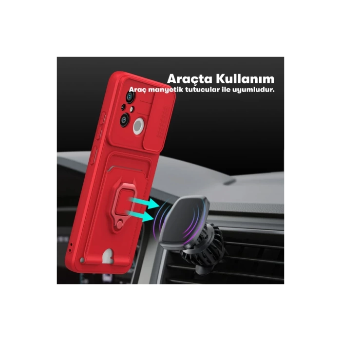 Newface Xiaomi Redmi 12C Kılıf Zuma Kartvizitli Yüzüklü Silikon