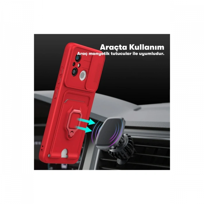 Newface Xiaomi Redmi 12C Kılıf Zuma Kartvizitli Yüzüklü Silikon