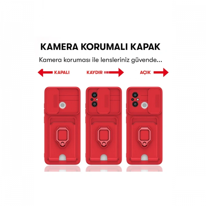 Newface Xiaomi Redmi 12C Kılıf Zuma Kartvizitli Yüzüklü Silikon
