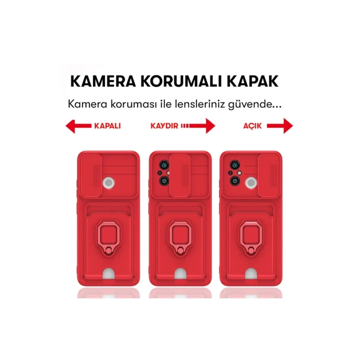 Newface Xiaomi Redmi 12C Kılıf Zuma Kartvizitli Yüzüklü Silikon