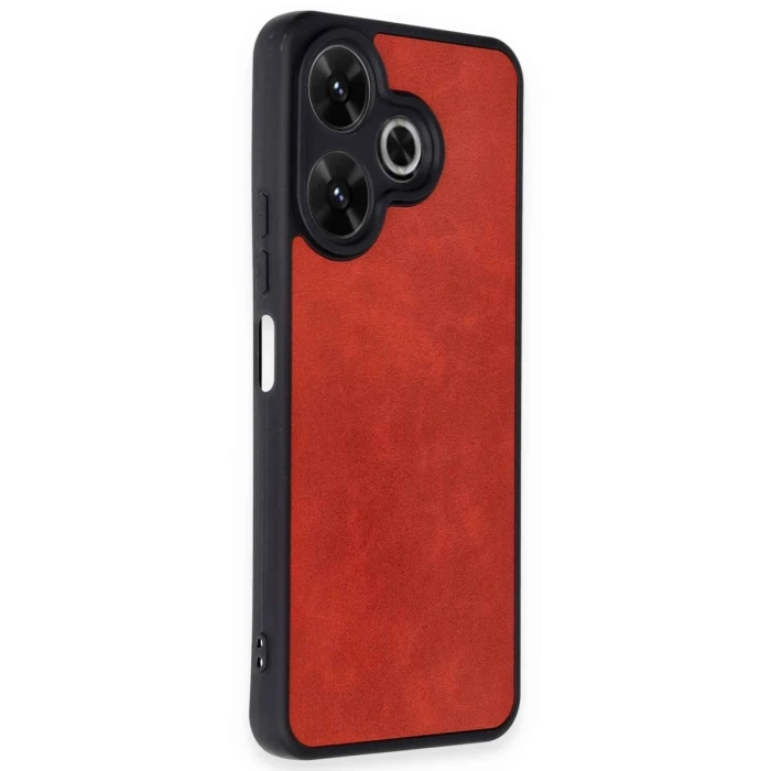 Newface Xiaomi Redmi 13 4G Kılıf Aras Deri Kapak - Kırmızı